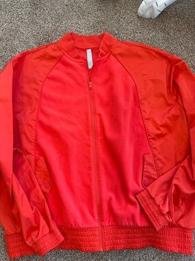 Athleta Red Zip-Front Bomber Jacket